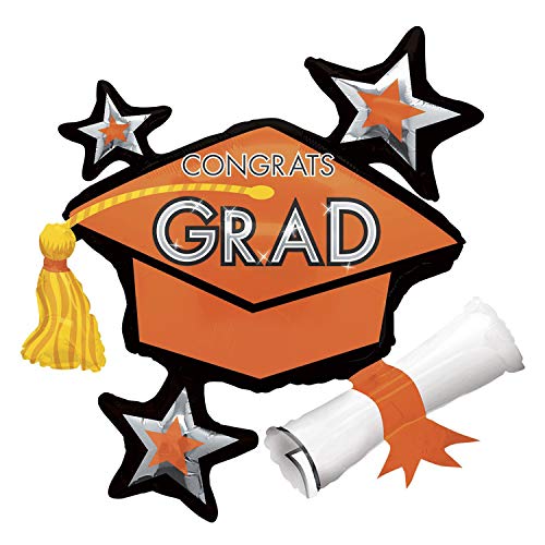 Ballon Congrats Grad Orange Cluster Super Forme Anagram pour fête de remise de diplôme