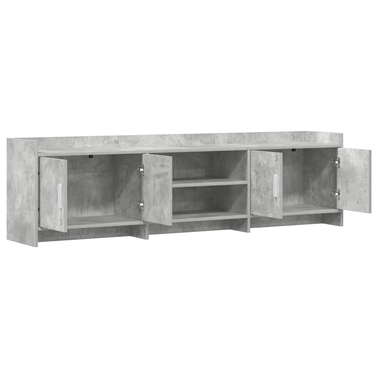 Szafka pod telewizor 168 x 33 x 47 cm, szara betonowa z materiału drewnopochodnego, niska szafka z 4 drzwiami, 2 półki, miejsce do przechowywania do salonu, sypialni, do gier i kina