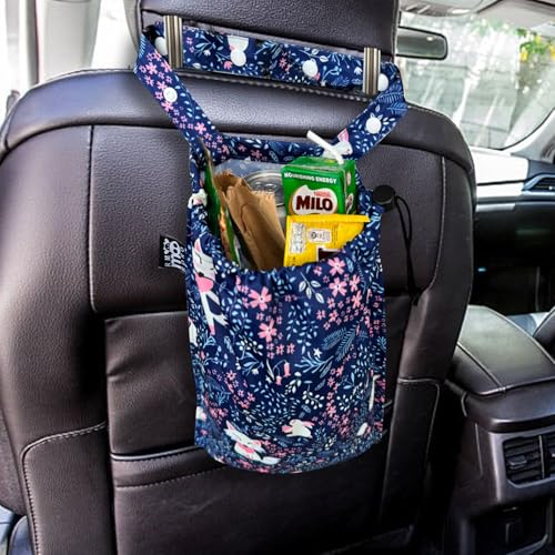 Image of Cute Hanging Car Trash Garbage Bag 100% Leakproof Waterproof Multipurpose for Car Back Front Seat Console with Hanging Strap (Jungle Animal)