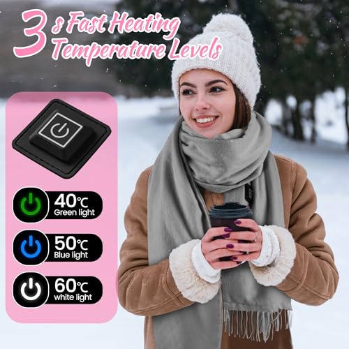 Beheizbarer Schal mit 3 Temperatureinstellungen, USB-Elektroschal zur Linderung von Nackenschmerzen, weiche, warme Winterschals für Damen Herren, ideal für den Winterpendelverkehr im Freien (Schwarz)