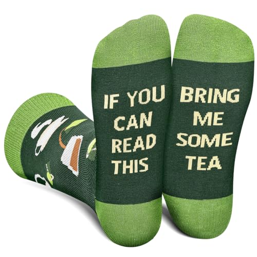 AGRIMONY Funny Tea Socks for Men Women - If You Can Read This Bring Me SOME TEA Novelty Crazy Cool Silly Funky Socks -Easter Fathers Valentines Birthday Gifts Christmas Stocking Stuffers