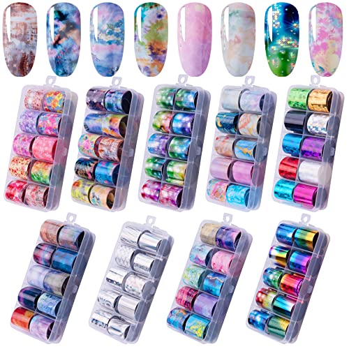 Duufin 90 Color Nail Transfer Foil Nail Art Foils Starry Sky Nail Foil Transfer Foil for Nails Acrylic DIY Decoration Kit (DE-21-124)