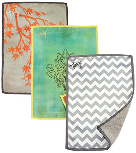 Toddy Gear Screen Cleaning Cloths Tech Pack for Cell Phones, Tablets, and Electronic Screens, 5 x 7 Inches Each, 3-Pack - Namaste, Mandarin, Silver Chevron (EC6006)