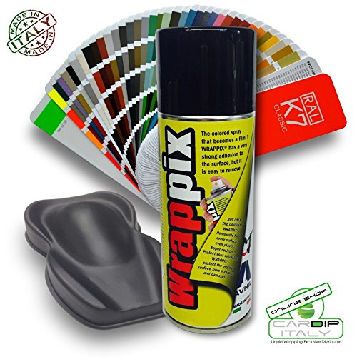 WRAPPIX Aerosol 400ml Opaco - Colori Standard - Liquid Wrap Vernice Protettiva Rimovibile Made in Italy (Nero Intenso RAL 9005)
