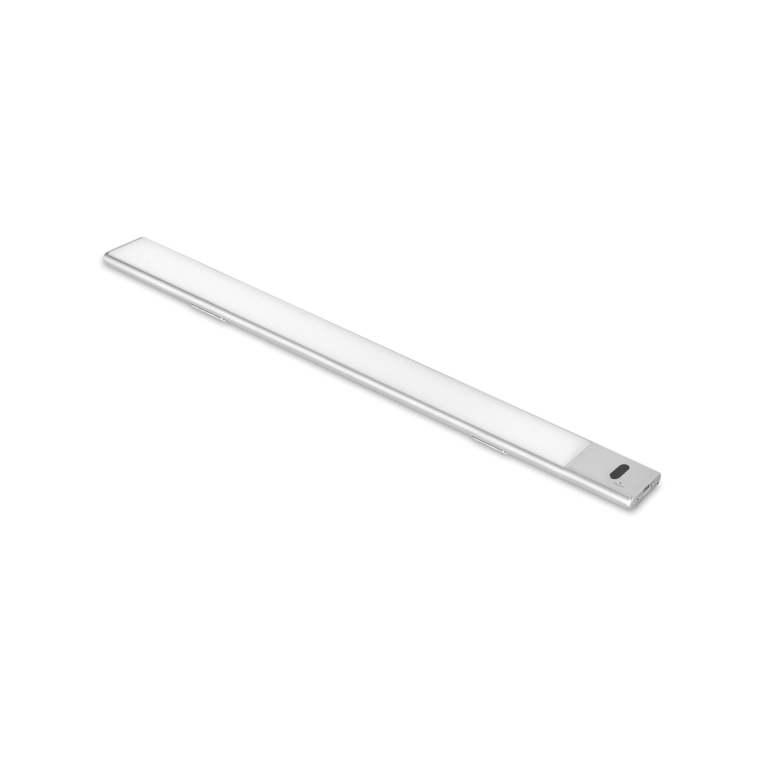 Emuca - Kaus LED Light Rechargeable by USB and with Switch, L 400 mm (15,75 inch), Matt Anodized, Plastic and Aluminium