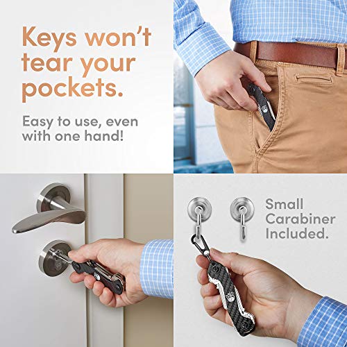 Amazingizmo Smart Key Holder & Key Organizer Keychain - House & Car Compact Black Multi Key Chain With Pocket Clip & Carabiner - Up To 12 Folding Keys & More #TOP2