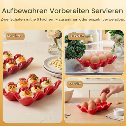 Flexzion Keramik-Eierhalter für 6 Eier – Porzellan-Eierablage für ein ganzes Dutzend, Aufbewahrungs-Organizer… – Ansicht 5