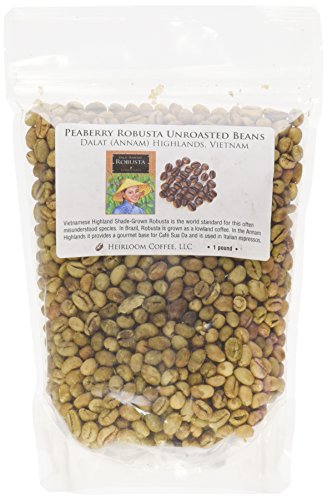 Dalat Peaberry Robusta Green Unroasted Coffee Beans