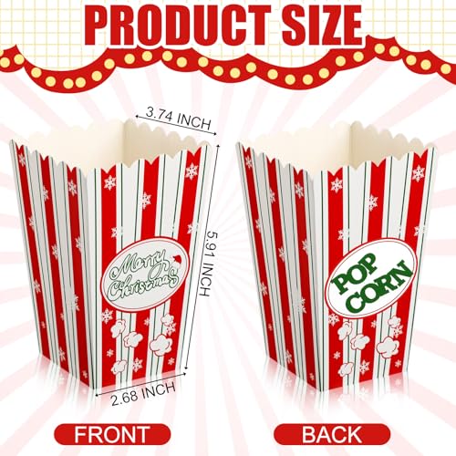 Image of Reallnaive 24 Pcs Christmas Popcorn Boxes Popcorn Paper Boxes Buckets Candy Containers Accessories for Xmas Movie Night Decor Supplies (Classic)