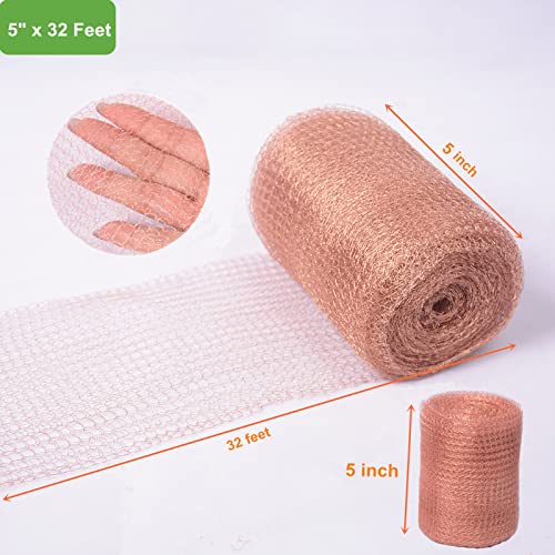 copper mesh rodent control 5 in x 32 ft pure copper wire mesh rustproof copper mesh roll double layer rodent mesh barrier for hole blocking