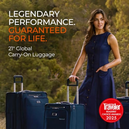 Image of Briggs & Riley 21 inch Global Carry On Expandable Spinner - Luggage for International Travel, Suitcases with Wheels, Softside Rolling Bag for Men & Women, Self-Repairing Zipper - Baseline Collection, Plum