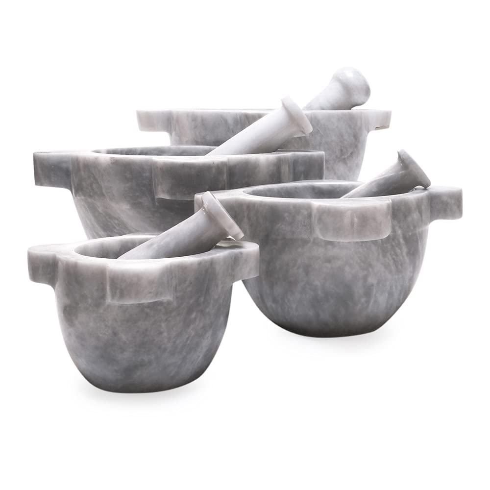 Mortaio da Cucina o Farmacia con Pestello in Marmo Marble Mortar with Pestle Art Decor D.20cm