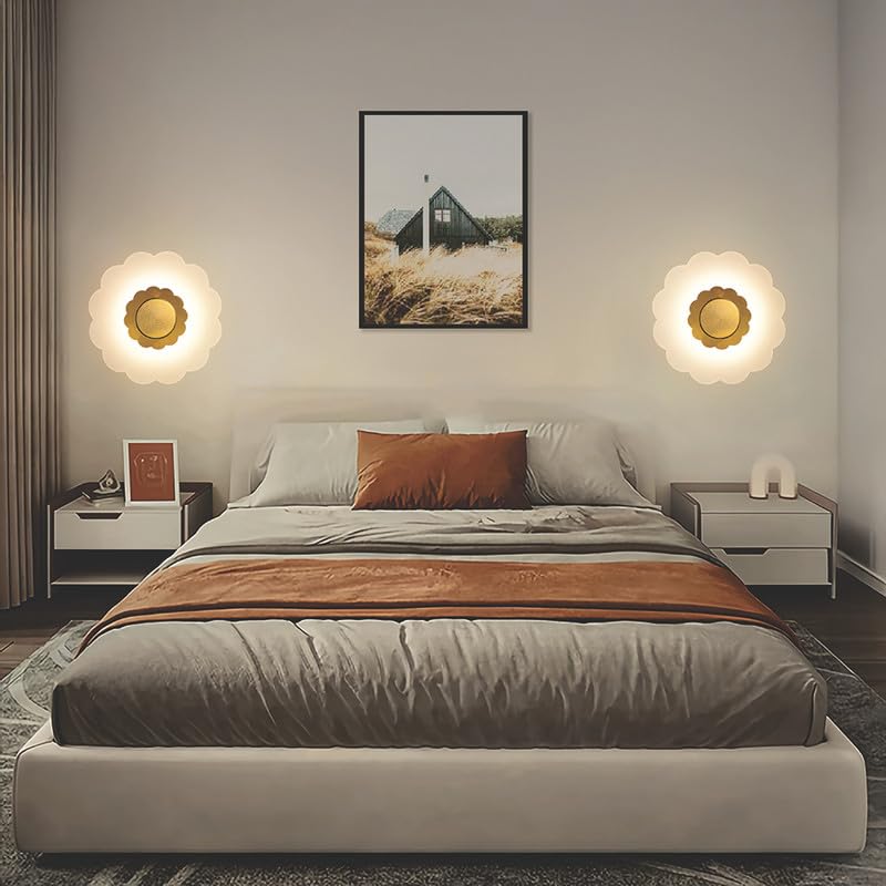 Image of Blossom Glow 3-in-1 LED Wall Light | Modern Fancy Lights for Living Room, Bedroom Wall Decor, Home Decoration Items & Indoor Flower Shape Night Lamp (Golden Accent, Pack of 1)
