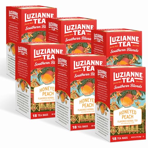 Image of Luzianne Southern Blends Honeyed Peach Flavored Herbal Tea Bags, 18ct (Pack of 6)