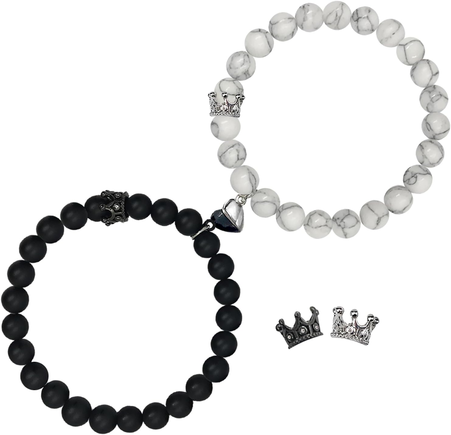 Couples Bracelets King&Queen Crown His and Her Bracelets Heart Matching Bracelets Long Distance Relationship Gifts for Boyfriend and Girlfriend on Anniversary Couples Jewelry for Women Men