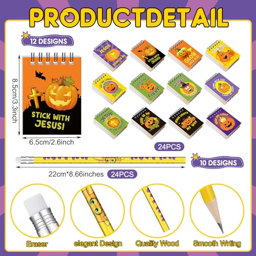 Set de lápices y libretas Christian Pumpkin Halloween 24 piezas miniatura 2
