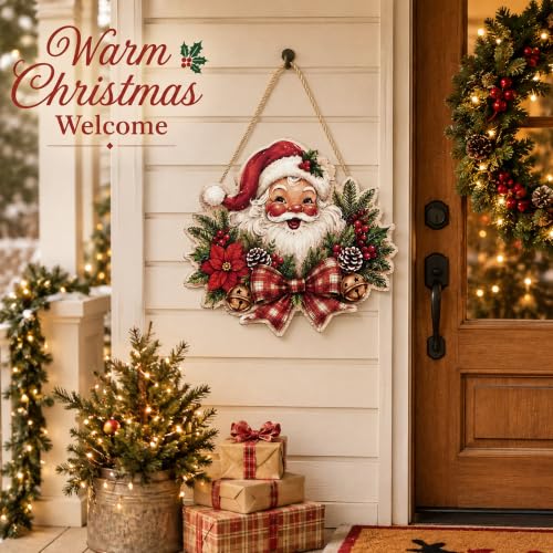 Image of Christmas Decorations - 2D Printed Flat Vintage Santa Claus Welcome Sign