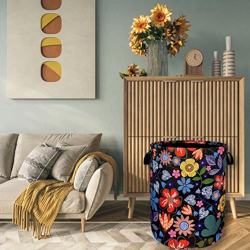 Abstract Flowers Laundry Basket Oxford Cloth Foldable Hamper 18.9x16.5 Inch by SELIONLIKN - Used condition - Image 7