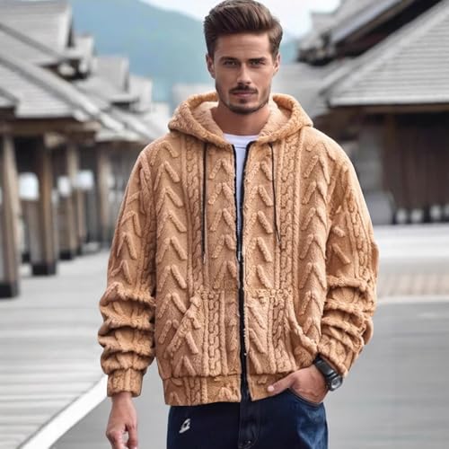 ADHOWBEW Mens Winter Jacket Thicken Hunting Warm Sherpa Big and Tall Zip Up Vintage Plush Long Sleeve Fleece Lined Outerwear2