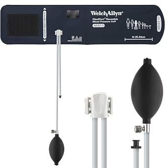 Welch Allyn REUSE-11-2BV FlexiPort Blood Pressure Cuff، Size 11، Adult، Reusable، 2-Tube 8.0 "و 13.0"، Tri-Purpose Connector، Inflation Bulb and Valve، 25-34 cm