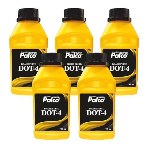 Image of PALCO DOT 4 Synthetic Brake Fluid for Car & Bike | Hydraulic Brake Oil For Disc & Drum Brake as well as Brake Cleaner | Including ABS System & Clutch System | Brake Oil DOT 4 (100 ml) Pack of 5