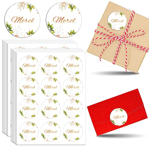 Brelet 156 Pcs Autocollant Merci Personnalisé Auto-Adhésif, 4cm Rond Thank You Stickers Etiquette Merci Bricolage pour Enveloppes Cadeaux Décoration Cadeau...