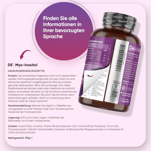 WeightWorld Myo Inositol 4000 mg Tabletten - 120 vegane Tabletten – Ansicht 4
