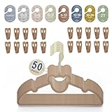 Lylnest Velvet Baby Hangers with Clips - Kids Velvet Hangers with Clips - Toddler Hanger - Newborn Hanger - Baby Size Closet Dividers - Ganchos para Ropa de Bebe