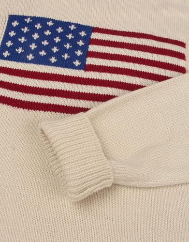 Image of Womens American Flag Sweater Crew Neck Casual Pullover Sweater