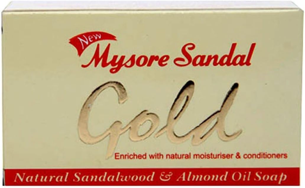 Mysore Sandal Gold Soap, 125 Grams Per Unit (Pack of 10) - Grade 1 Soap - TFM 80% - Zero Dryness