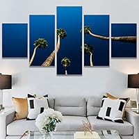 SIGNWIN 5 Panel Canvas Wall Art Palm Tree for Home Decorations Ready to Hang - 60