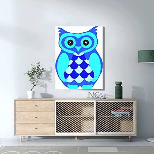 Tableau décoratif chouette bleue en toile imprimée 60x80 cm - 3