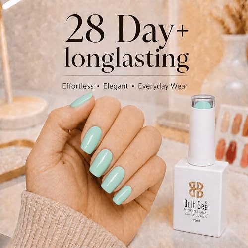 Image of Bolt Bee Pastel Mint Color Gel Nail Polish Soak Off UV Gel DIY at Home 15ML Manicure Salon Nail Art