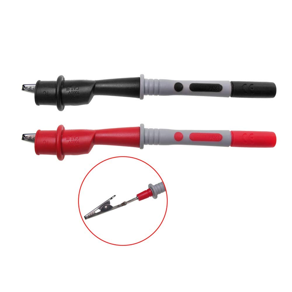 DollaTek El Kit de Cables de Prueba del multímetro Incluye Clips de cocodrilo de Seguridad Conector Tipo Banana para probar el Cable del Gancho