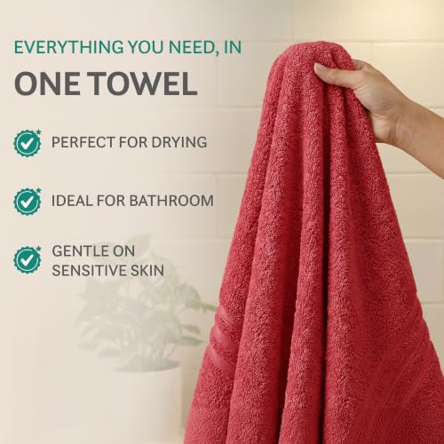 Image of MYTRIDENT 100% Cotton Hand Towel Set, Highly Absorbent, Super Soft, 2 Piece, 400 GSM, Gym & Spa Towels - Tango Tomato