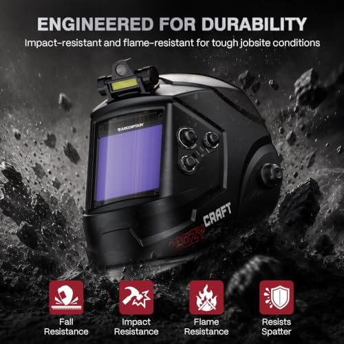 ARCCAPTAIN Auto Darkening Welding Helmet with Light, 3.94"X3.66" Large View - image 7
