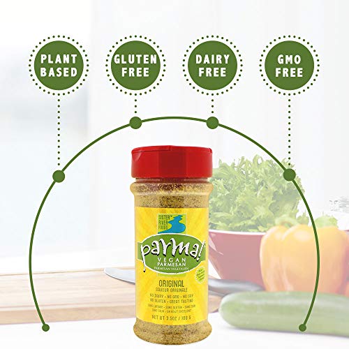Parma! Plant-Based Parmesan Original Cheezy Burst! Superfood - Eat On Popcorn Salad Veggies Keto Gluten Free Kosher Gluten Free Dairy Free Umami Cheese – One 3.5Oz Bottle #TOP5