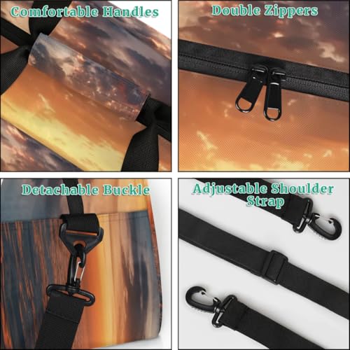 Sea Ocean Dolphin Kids Duffle Bags for Boys Girls, Sunset Fish Sport Gym Bag Waterproof Travel Overnight Weekender Bag Teen Dance Gymnastics Sleepover Bag4