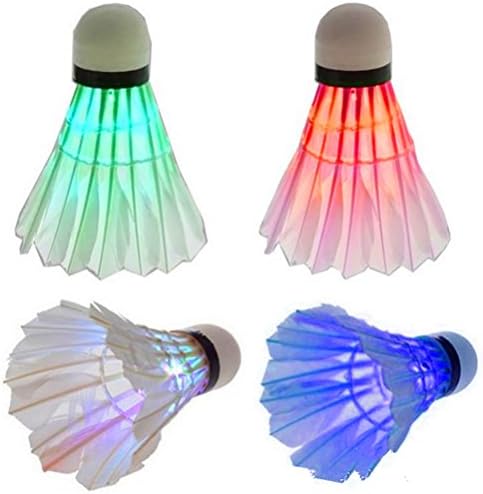 IFLYING Colorful LED Badminton for Dark Night Outdoor and Indoor Sports Activities - 4 Pieces