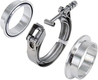 HPS Performance Stainless Steel 4"" (102mm) V Band Clamp Kit, Aluminum Flanges, NBR O-Ring, Quick Release