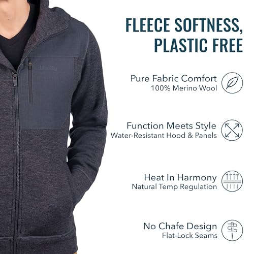 Men's 100% Merino Fleece Jacket By Woolly | RWS Certified | Soft Weather-Ready Warmth, Seattle Designed2