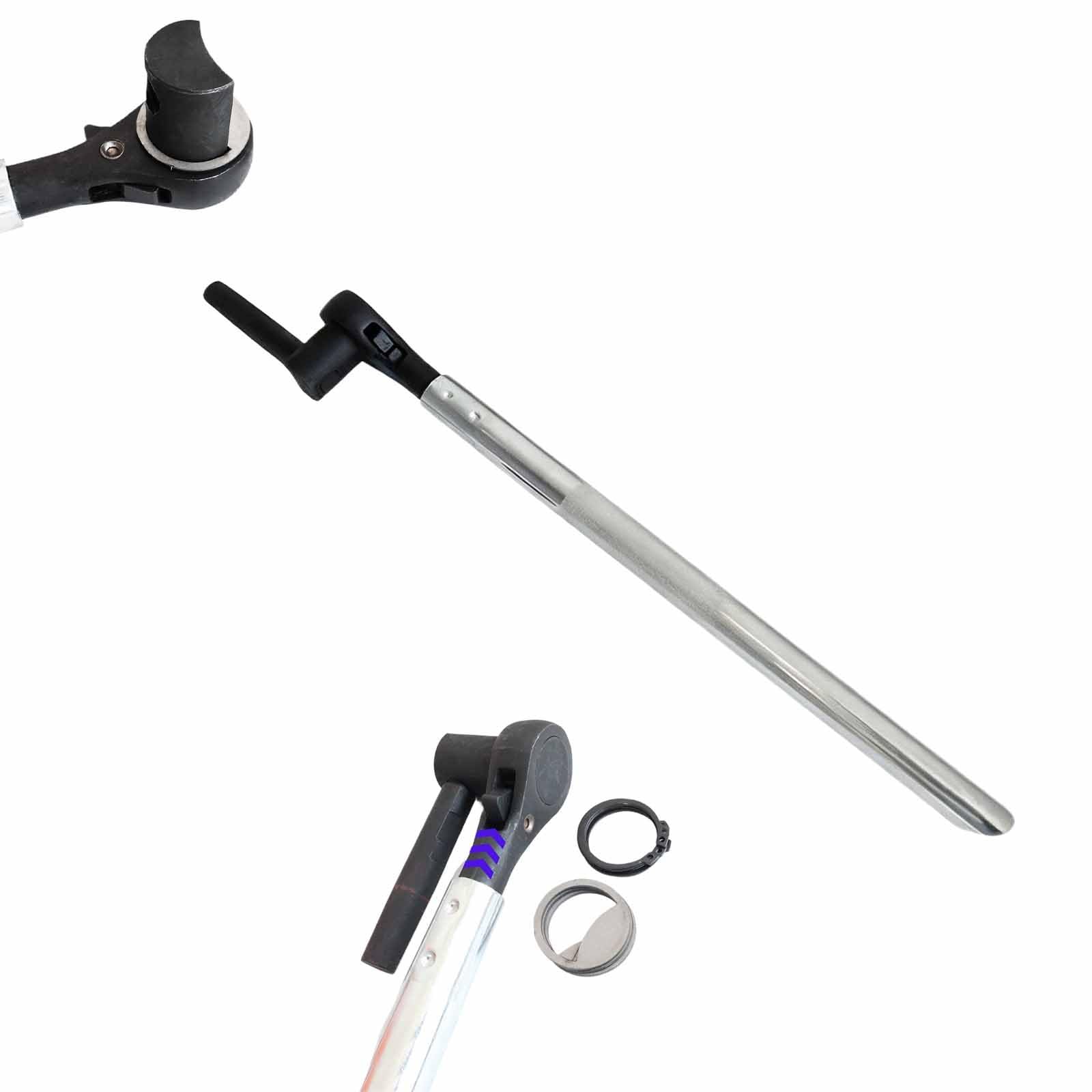 Llave tensora de cabrestante de carga con trinquete, llave tensora de cabrestante de carga con palanca, herramienta de tensor de correa de camión reversible for remolques de plataforma(17.72 in)