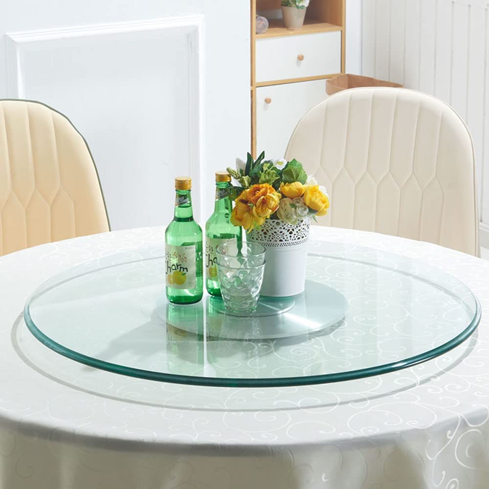 Lazy Susan Plateau tournant rond en verre transparent pour table de salle à manger 83,8 cm, 88,9 cm, 99,1 cm, 109,2 cm