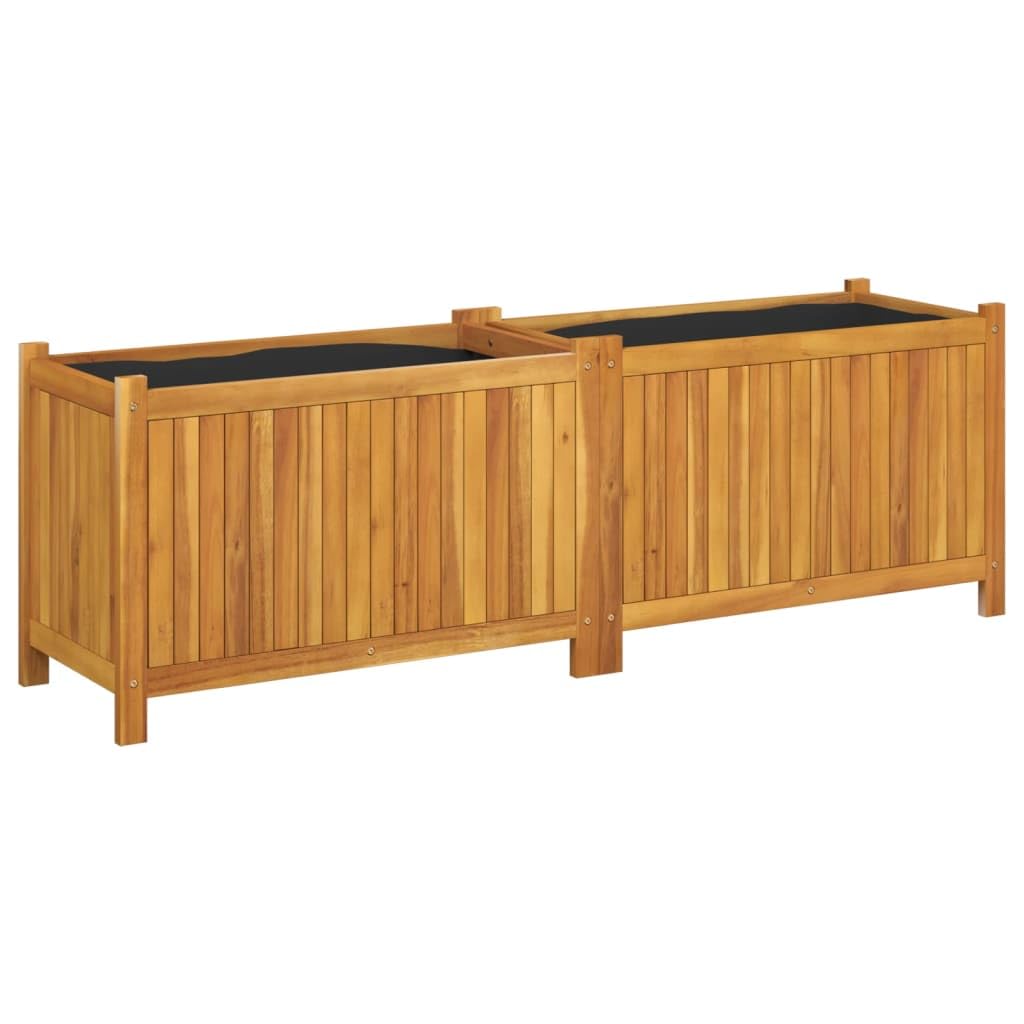 Jardinière avec doublure vidaXL 153 cm bac à fleurs en bois massif acacia