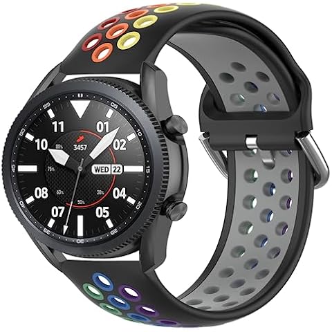 Pailebi Silicone Band for Samsung Galaxy Watch 46mm/Huawei Watch GT 46mm/Watch GT 2 46mm/Ticwatch pro/S2/E2,Replacement Sport Strap for 22mm Smartwatch for Men Women (Black/Colorful, 22mm) Cover