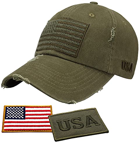 Image of Antourage American Flag Unisex Baseball Hat for Men and Women | USA Flag Mesh Snapback Flat Visor Cap + 2 Patriotic Patches