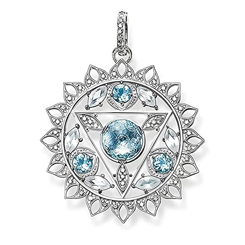 OYZY Pendentif en Fleurs Bleue, Cercle Pendentif Bijoux Europe Style Bijoux Collier Accessoires Cadeau for Femme Fille