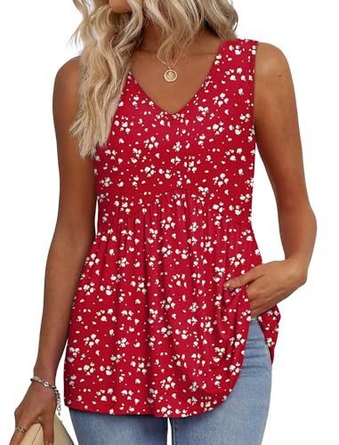 Image of OFEEFAN Womens Tank Tops 2025 Flowy Peplum Tops for Women Dressy Sleeveless V Neck Babydoll Tank Tops