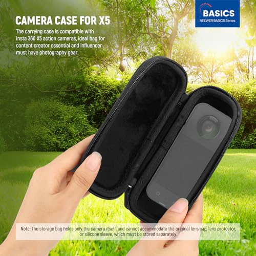 Image of NEEWER BASICS Carrying Case Compatible with Insta 360 X5, Portable Small Travel Protector Hard Shell Protective Storage Bag with Carabiner, Action Camera Accessories Compatible with Insta360 X5, PB032