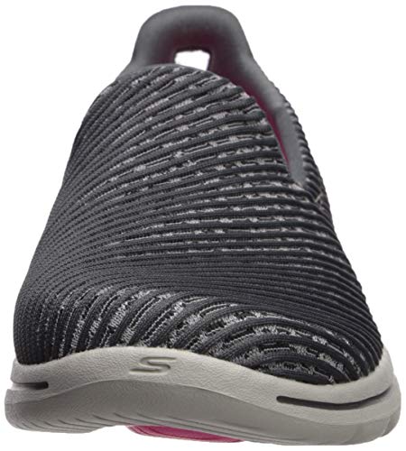 Skechers Go Walk 5 Miracle Sapatilha Feminino, 37, Cinza Escuro/ Rosa Choque